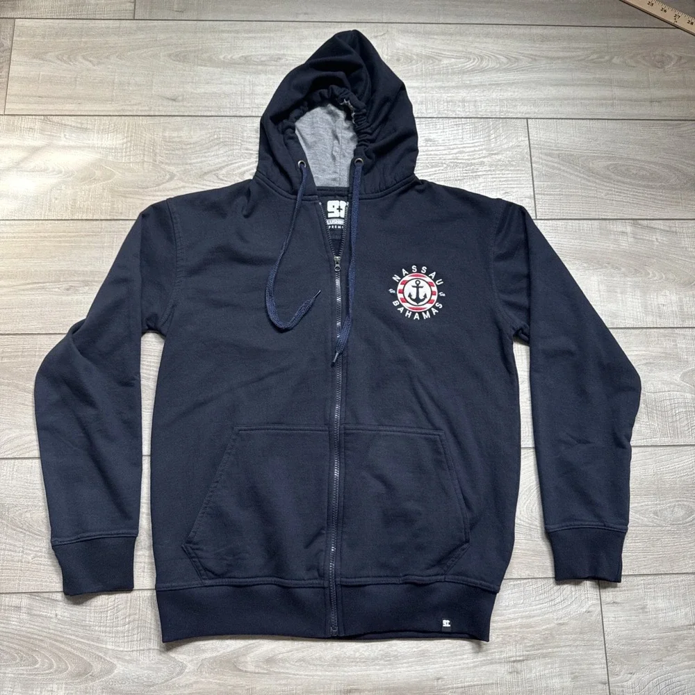 Nassau Bahamas Hoodie Mens Large Black Long Sleeve Spell Out Logo Destination